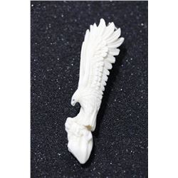 Hand Carved Antler 3D Landing Eagle Pendant