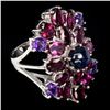 Image 1 : Natural Black Opal, Amethyst, Rhodolite Garnet Ring
