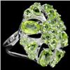 Image 2 : NATURAL APPLE GREEN PERIDOT FLOWER RING