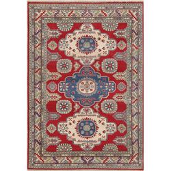 8 X 6 hand knotted wool geometric kazak rug late 19th/c