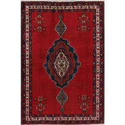 7 X 5 hand knotted wool medallion area rug late 19th/c