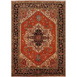 10 X 8 hand knotted wool heriz area rug late 19th/c