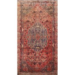 7 X 4 hand knotted wool geometric area rug early 19th/c