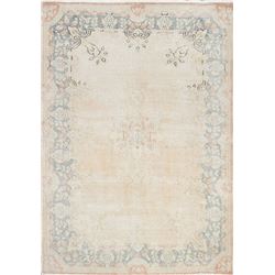 5 X 4 hand knotted wool distresses floral area rug early 19th/c