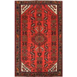 5 X 3 hand knotted wool geometric area rug mid 20th/c
