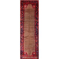11 X 3 hand knotted wool geometric rug runner mid 20th/c
