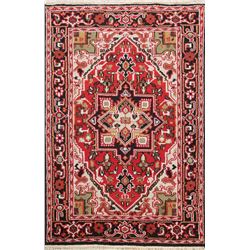 6 X 4 hand knotted wool geometric area rug mid 20th/c