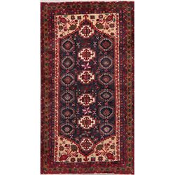 6 X 3 hand knotted wool balouch oriental area rug mid 20th/c
