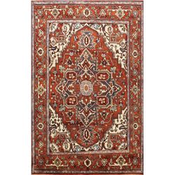 10 X 8 hand knotted wool rust geometric area rug late 19th/c