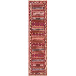 9 X 2 hand knotted woven sumak kilim runner mid 19th/c