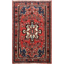 5 X 3 hand knotted wool geometric foyer area rug late 19th/c
