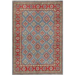 6 X 4 hand knotted wool geometric area rug mid 20th/c
