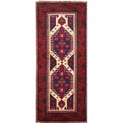 6 X 3 hand knotted wool balouch oriental rug mid 20th/c