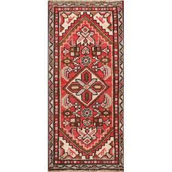3 X 1 hand knotted wool geometric rug late 19th/c