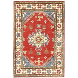 4 X 3 hand knotted wool kazak rug mid 19th/c