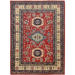 7 X 5 hand knotted wool kazak area rug late 19th/c