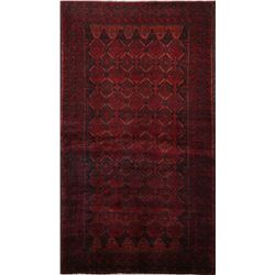6 X 3 hand knotted wool balouch geometric rug late 19th/c