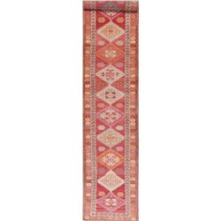 14 X 3 hand knotted wool oushak rug runner late 19th/c