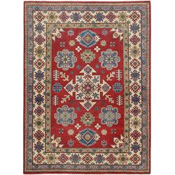 7 X 5 hand knotted wool kazak area rug late 19th/c