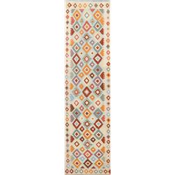 10 X 3 hand knotted woven geometric kilim runner early 20th/c