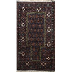 5 X 3 hand knotted wool balouch area rug late 19th/c