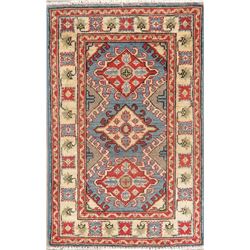 3 X 2 hand knotted wool kazak foyer rug late 19th/c