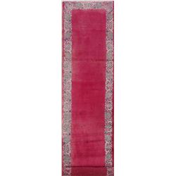 14 X 3 hand knotted wool kirman rug runner late 19th/c