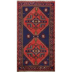 7 X 4 hand knotted wool geometric area rug mid 20th/c