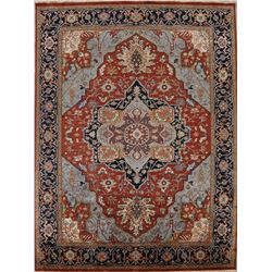 12 X 9 hand knotted wool heriz medallion area rug mid 19th/c