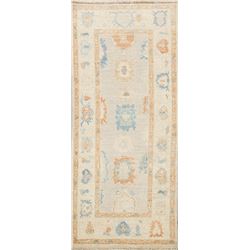 6 X 3 hand knotted wool floral oushak area rug mid 19th/c
