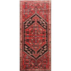 6 X 3 hand knotted wool geometric area rug late 19th/c