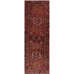10 X 3 hand knotted wool gharajeh oriental rug runner late 19th/c