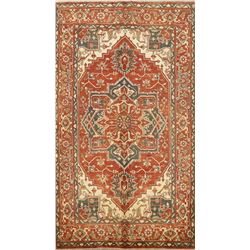9 X 6 hand knotted wool heriz oriental area rug mid 19th/c