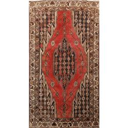 6 X 4 hand knotted wool geometric area rug late 19th/c