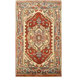 3 X 2 hand knotted wool heriz oriental area rug early 20th/c