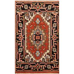 3 X 2 hand knotted wool geometric area rug early 20th/c