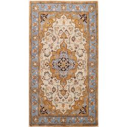 8 X 5 hand knotted wool floral medallion rug late 19th/c
