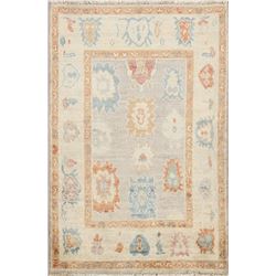 4 X 3 hand knotted wool floral oushak rug early 19th/c