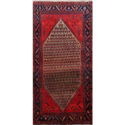 9 X 5 hand knotted wool geometric area rug late 19th/c