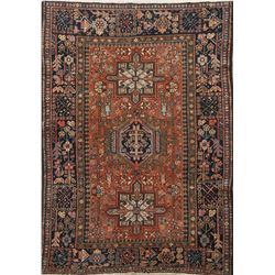 5 X 4 hand knotted wool heriz oriental rug mid 19th/c