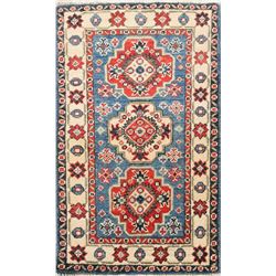 3 X 2 hand knotted wool kazak oriental rug late 19th/c