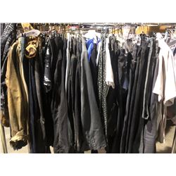 A rack of clothing including jeans, T-shirts, shirts, jackets from Sci-fi show