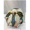 Image 1 : Beautiful Vintage Japanese Small Umbrella With Hand Painted Geishas On Silk Signed, 11"L x 15"