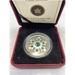 2009 Royal Canadian Mint $20 Silver Coin Crystal Snowflake In Original Box With COA