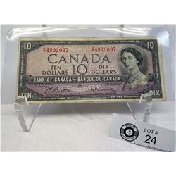 1954 Bank Of Canada $10 Bank Note In Note Holder