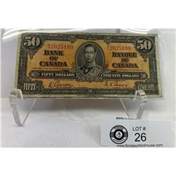 1937 $50 Bank Of Canada Note In Holder