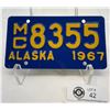 Image 1 : Vintage Alaska Motorcycle License Plate From 1967, Gem Mint, Still In Original Plastic Sleeve