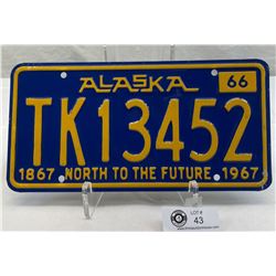 1966 Alaska Truck License Plate, Gem Mint, In Original Plastic Sleeve