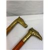 Image 2 : Vintage Brass Eagle And Dog Wooden Cane Walking Sticks With Detachable Heads