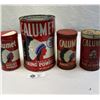 Image 1 : 4 Vintage Calumet Baking Powder Tins, 1 Large, 3 Small, All Different, Amazing Graphics